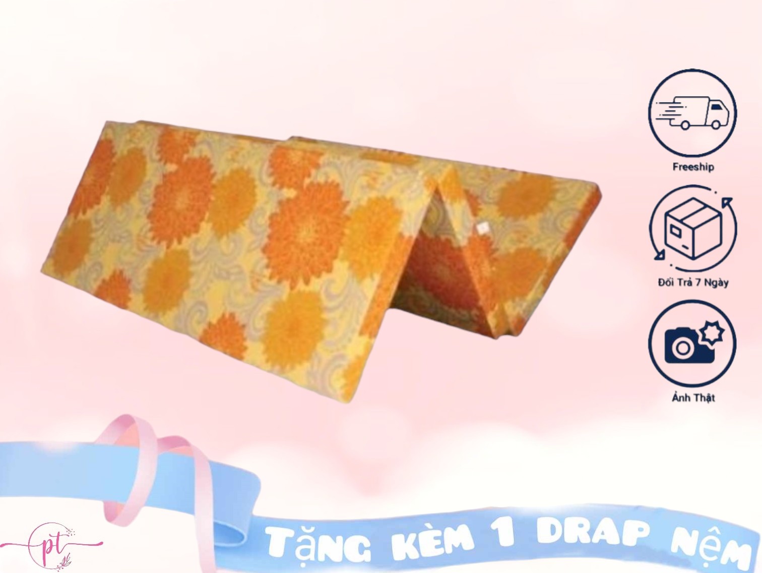 Nệm Bông Ép Cao Cấp Gấp 3 Dày 9cm Đủ Size ( Giao Màu Ngẫu Nhiên )
