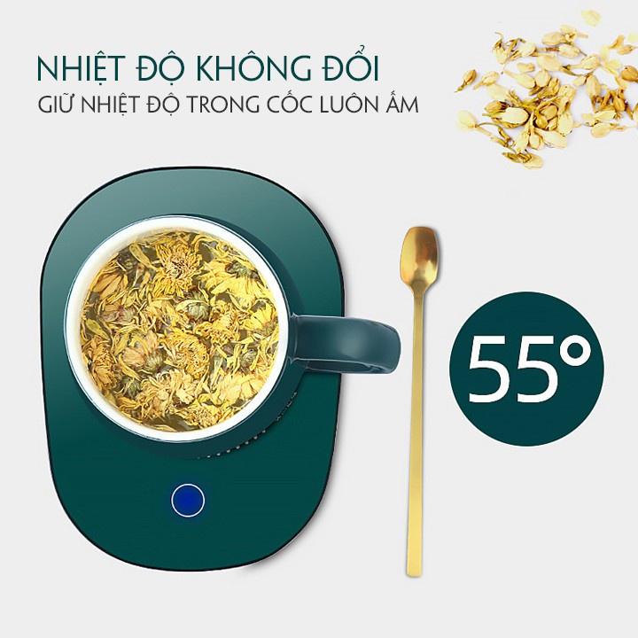 Bộ Cốc Hâm Nóng Giữ Nhiệt - Ly Sứ Kèm Đế Điện Hâm Nóng Cafe , Sữa , Trà Đồ Uống