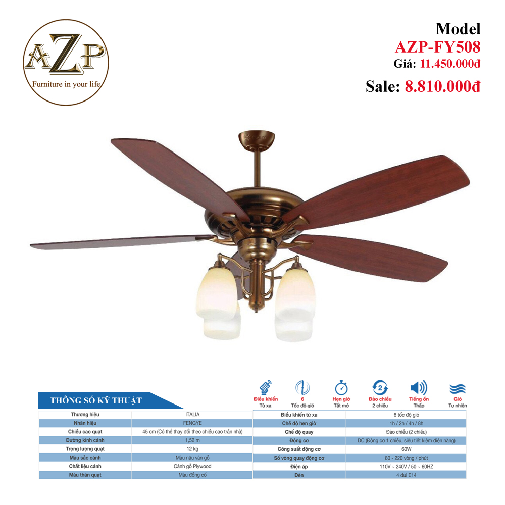 AZP-FY508 – BST QUẠT ĐÈN CAO CẤP / GIẢI PHÁP TRANG TRÍ CHO CÁC CÔNG TRÌNH NHÀ HÀNG, KHÁCH SẠN. CĂN HỘ, DINH THỰ phong cách đương đại, hàng nhập khẩu AZP