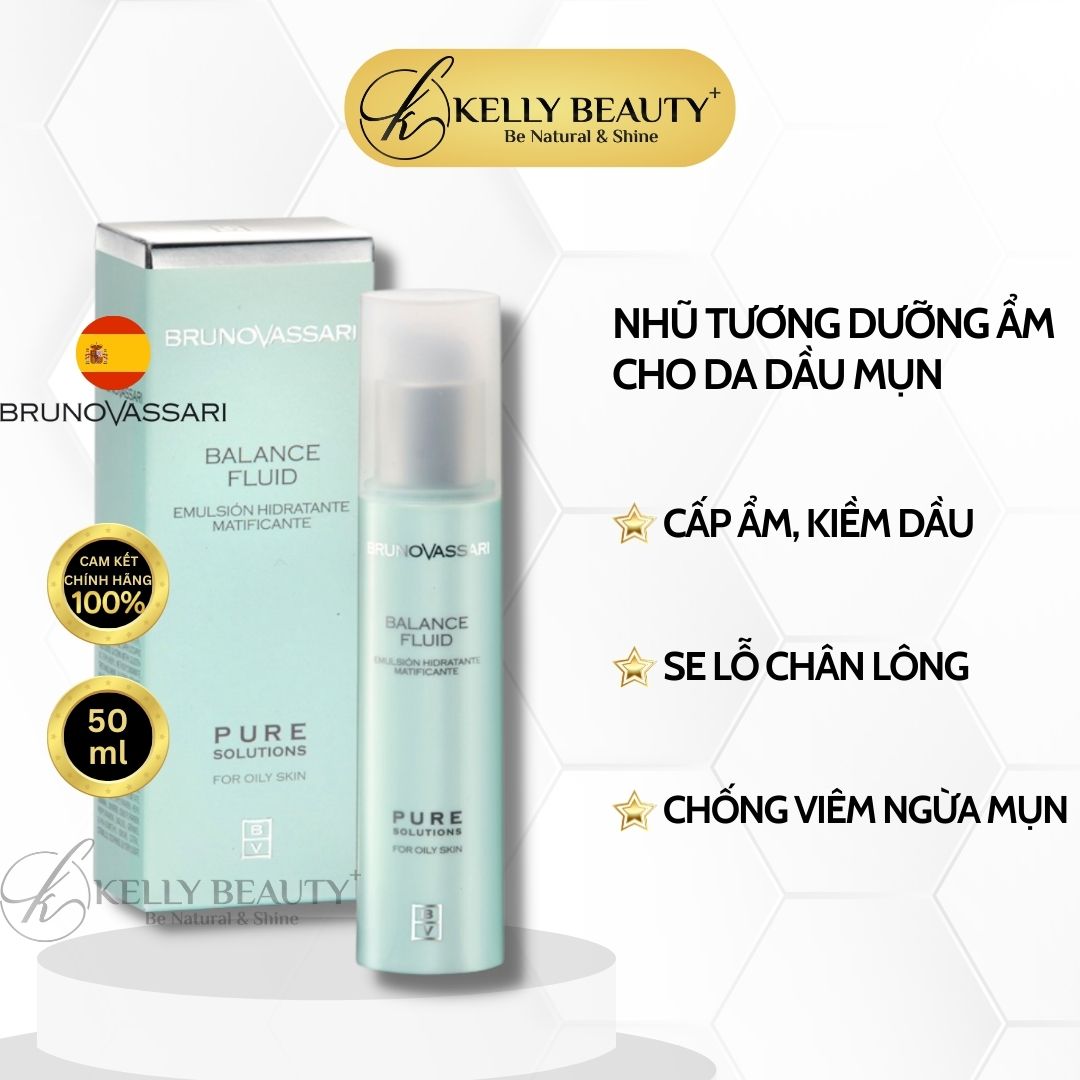 Nhũ Tương Dưỡng Ẩm Cho Da Dầu Mụn Pure Solutions Balance Fluid - Bruno Vassari | Kelly Beauty