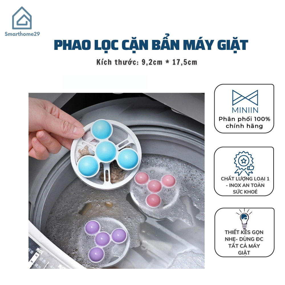 Phao Lọc Cặn Bẩn Máy Giặt Thông Minh - Túi Lọc Gom Rác Lông Tóc Trong Lồng Máy Giặt - HÀNG CHÍNH HÃNG MINIIN