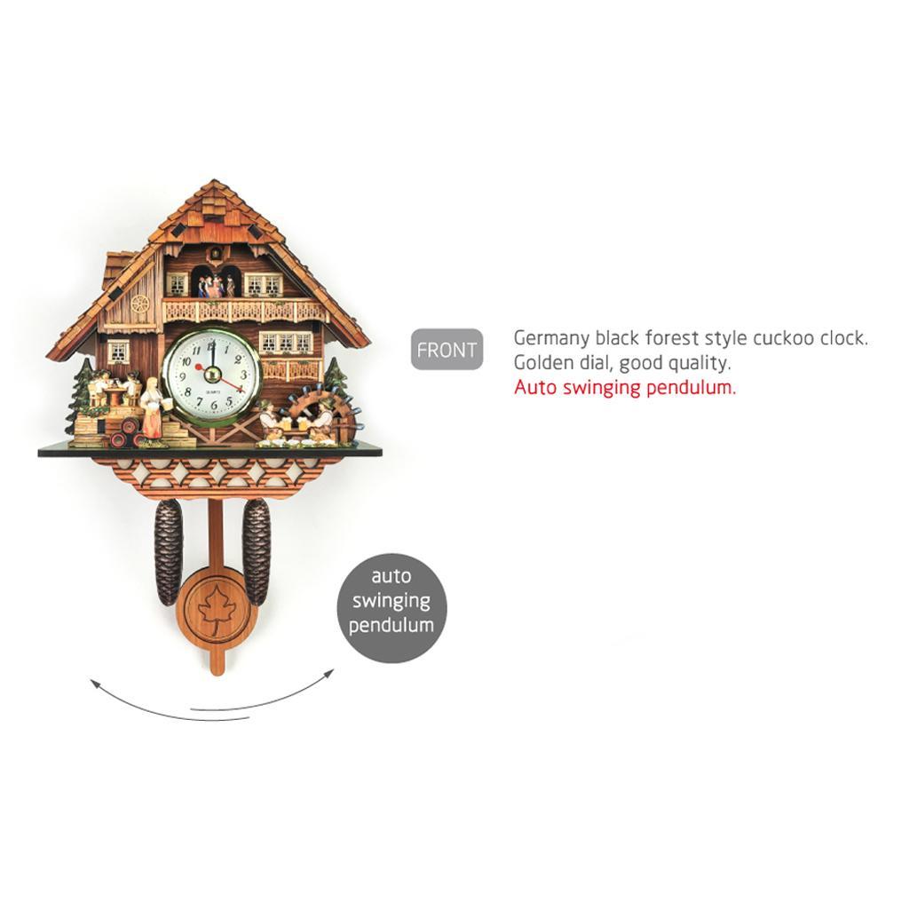 2pcs Wooden Cuckoo Clock Birds Wall Clocks for Kids Bedroom Living Room Decor