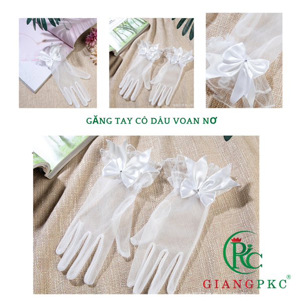 Găng tay cô dâu voan nơ 6-2022 Giangpkc