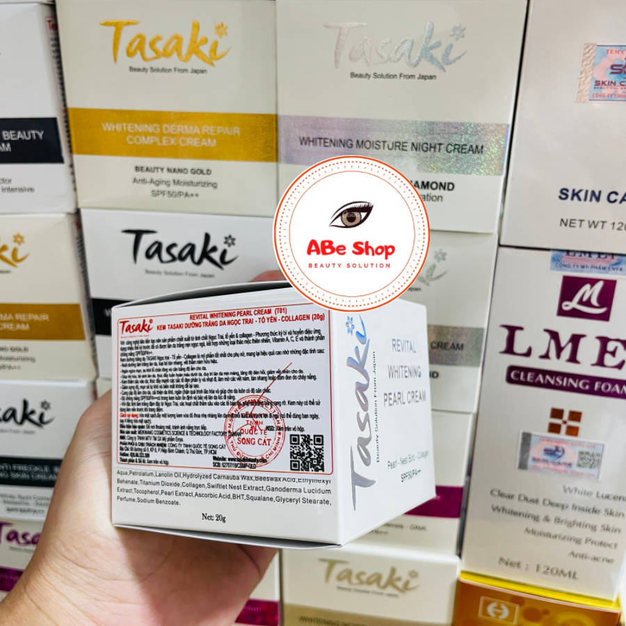 KEM TASAKI NGỌC TRAI - COLLAGEN - YẾN - REVITAL WHITENING PEARL CREAM 20G
