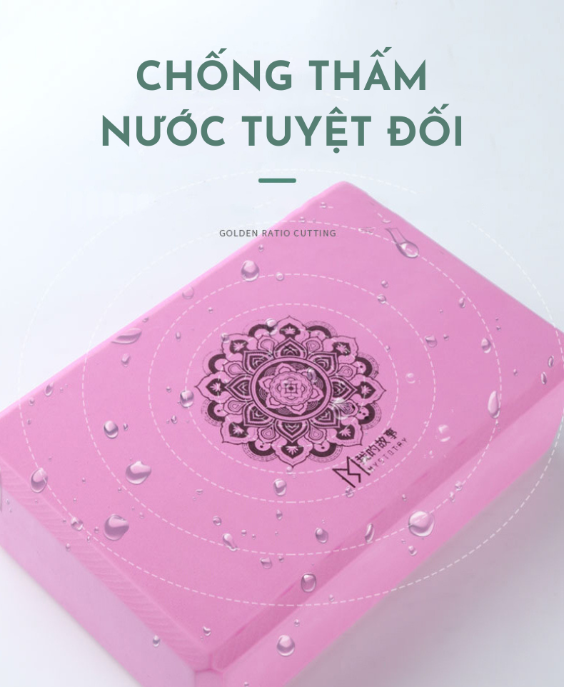 Combo 3 dụng cụ hỗ rợ tập Yoga :  2 gạch tập Yoga in hoa văn họa tiết Mandala+ 1 dây đai tập Yoga sợi cotton , gạch cứng cáp đàn hồi thấm hút chịu lực tốt