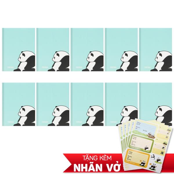 Combo 10 Tập Học Sinh Cute Panda - Miền Nam - 4 Ô Ly - 200 Trang 80gsm - Fahasa 04 - Tặng Nhãn Vở Kèm Sticker