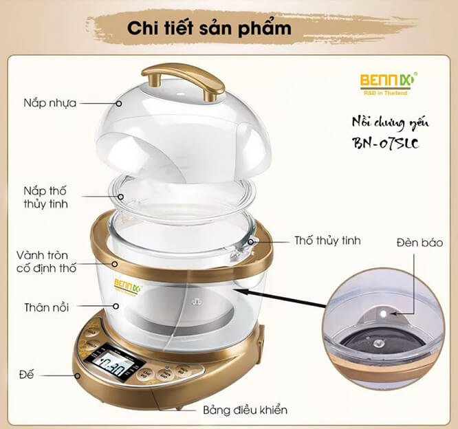 Nồi chưng yến Bennix BN07SLC (Dung tích 0.7L – BH 12 tháng) Hàng chính hãng