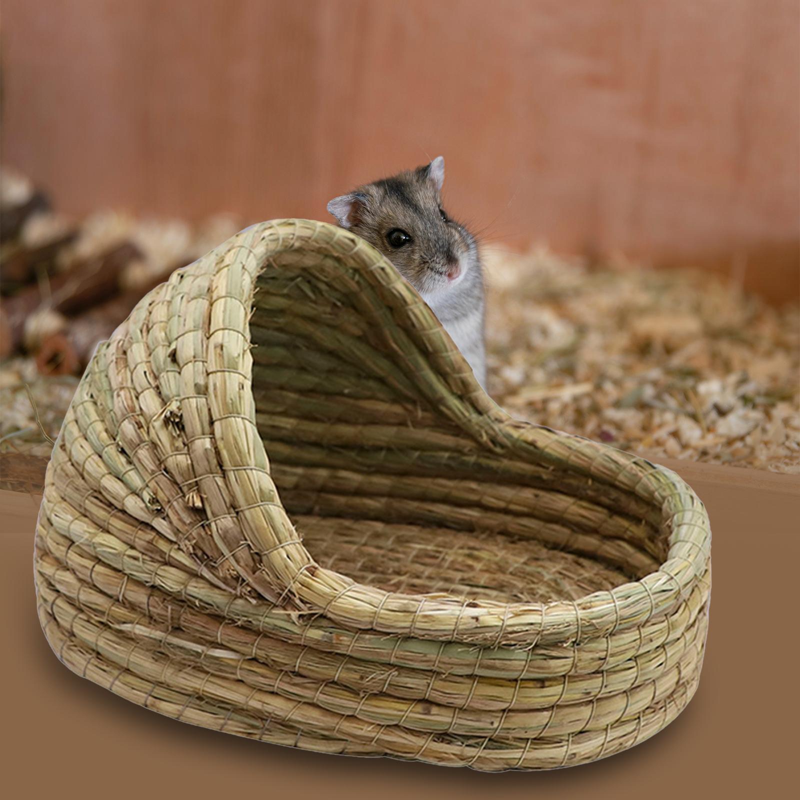Hand Woven Rabbit  Bed Hut Straw Hamster Nest for Bunny Mice