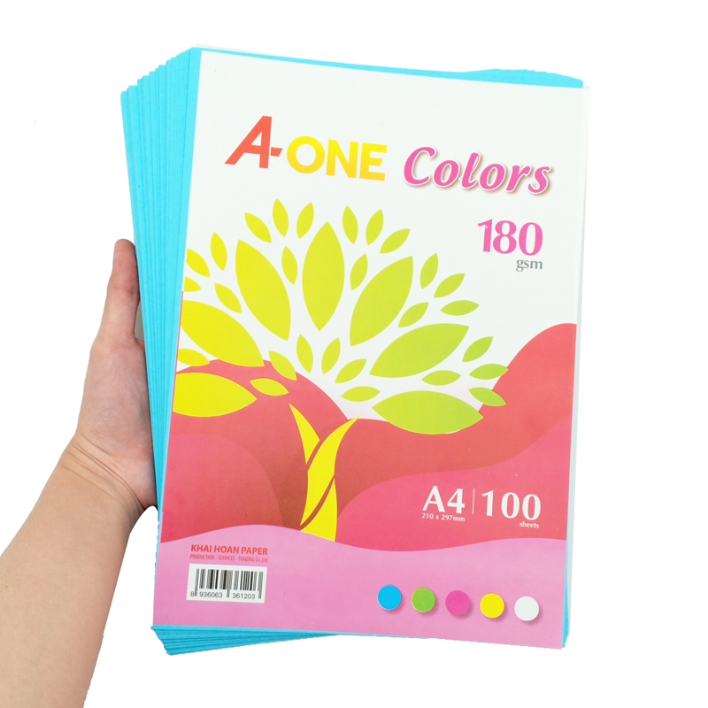 Giấy Màu Bìa Thái A-One A4 180gsm - Mẫu 2 - Xanh Da Trời