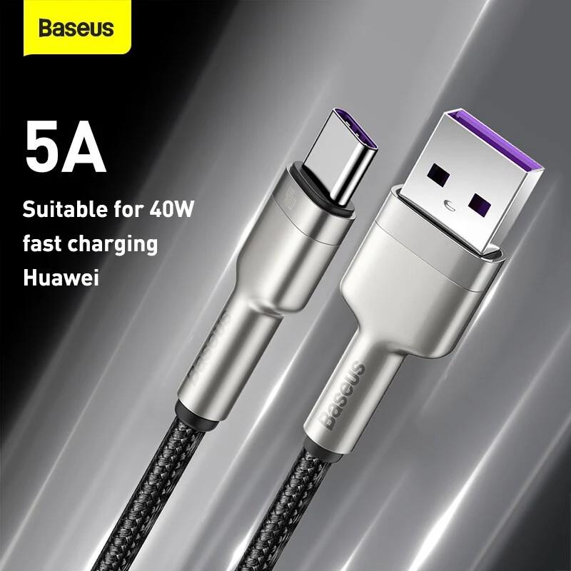 Cáp sạc nhanh, siêu bền Baseus Cafule Metal Series Type C 40W -Hàng Chính Hãng