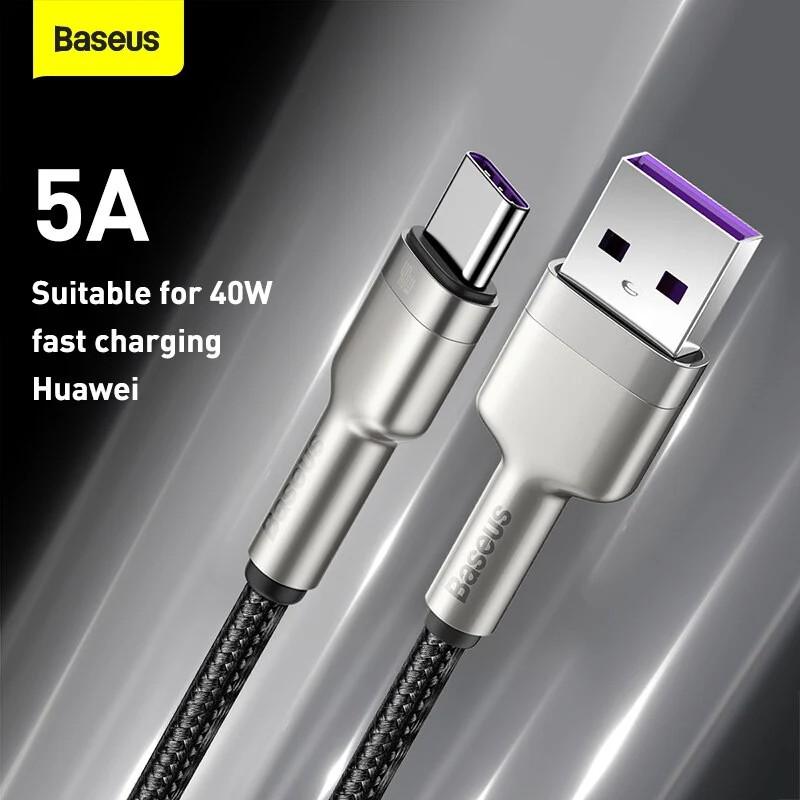 Cáp sạc nhanh, siêu bền Baseus Cafule Metal Series Type C 40W (USB to Type C, Zinc Alloy Material, Super Quick charge) -Hàng Chính Hãng