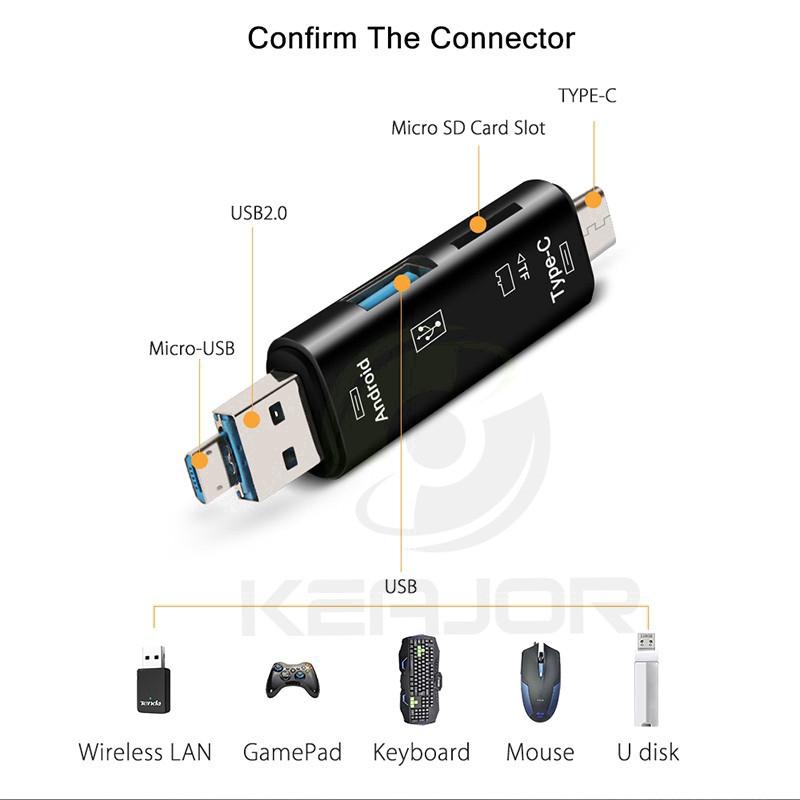 Đầu đọc thẻ nhớ SD đa năng từ Micro USB OTG sang USB 2.0 cho điện thoại Android và máy tính bảng
