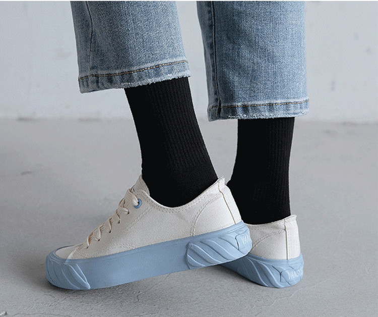 Set 5 Đôi Tất Cao Cổ Unisex Bèo Nhún Gân Tăm Style Thanh Lịch