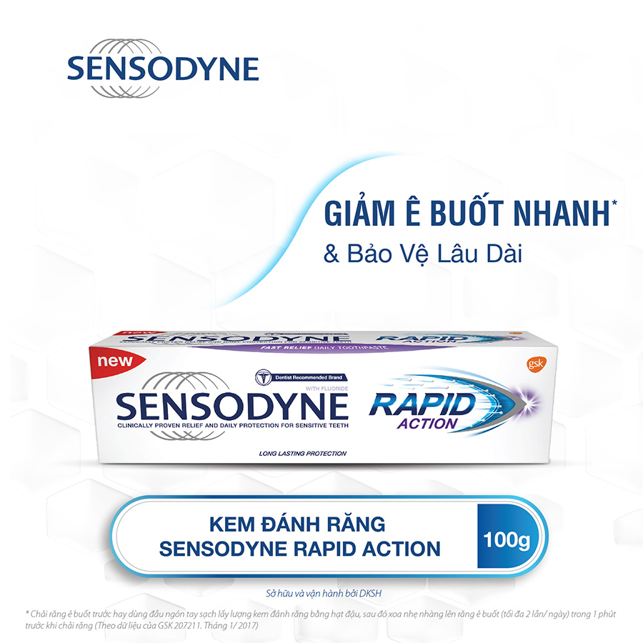 Kem Đánh Răng Sensodyne Giảm Ê Buốt Nhanh & Làm Sáng Rapid Action Whitening 100g