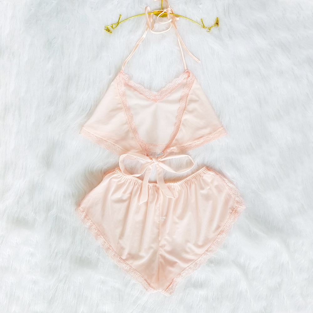 Đồ bộ mặc nhà sexy wannabe, bộ short bsc04 kiểu dáng áo yếm quần tim gợi cảm quyến rũ