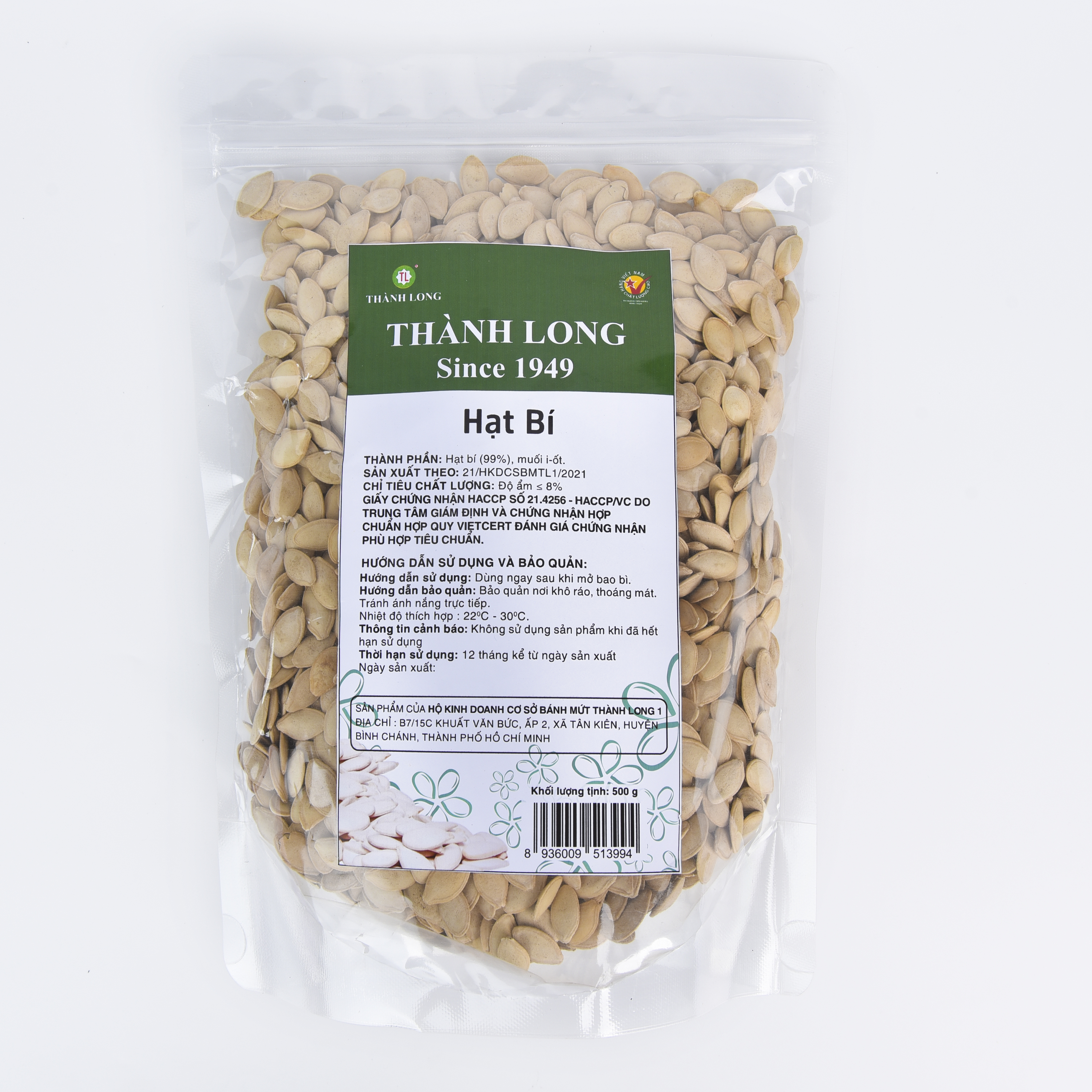 HẠT BÍ RANG MUỐI NGUYÊN VỊ THÀNH LONG 500G - VIỆT NAM