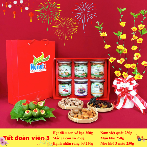 Hộp quà tết 6 món từ hạt dinh dưỡng Nunuts ý nghĩa, chất lượng tốt, an toàn sức khỏe cho cả gia đình