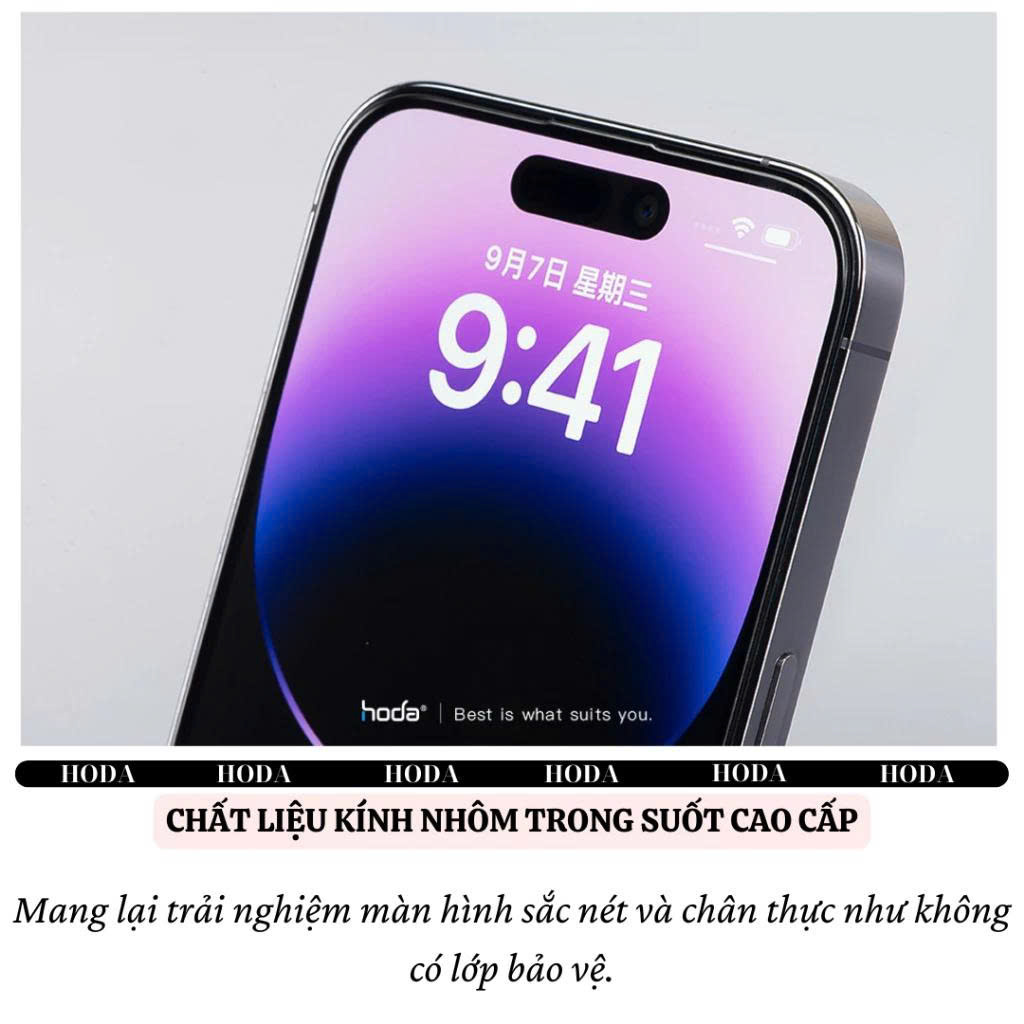 Kính Cường Lực HODA 0.33mm Cho iPhone 16 / 15 / 14 / 13 / 12 Series (Pro / Pro Max / Plus / 16E) – Độ Trong 4K, Full Màn - Hàng nhập khẩu