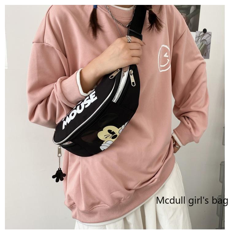Hoạt Hình Disney Chuột Mickey Vịt Donald 2021 Mới Thắt Lưng Nữ Túi Nylon Dây Kéo Công Suất Lớn Túi Bảo Quản Nữ Túi