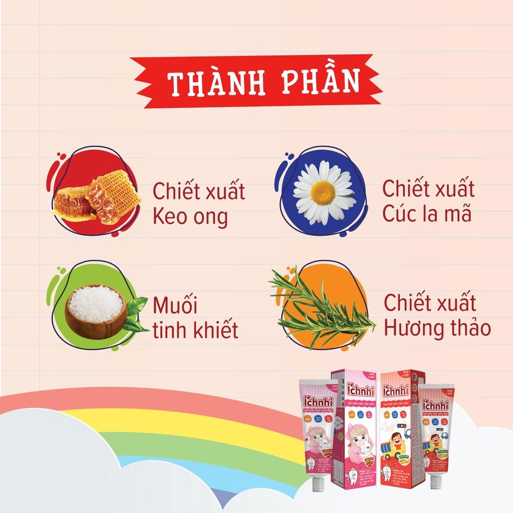 Kem đánh răng thảo dược Ích Nhi Nam Dược hương dưa gang tuýp 50g cho bé dưới 6 tuổi,có thể nuốt được