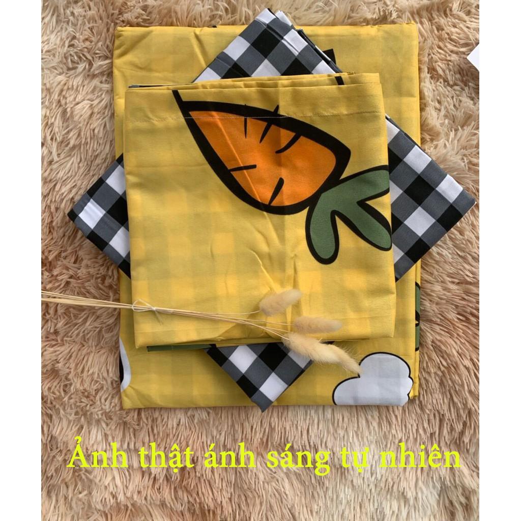 Bộ chăn ga cotton poly M2T Bedding chăn ga Hàn Quốc họa tiết cà rốt life đủ size