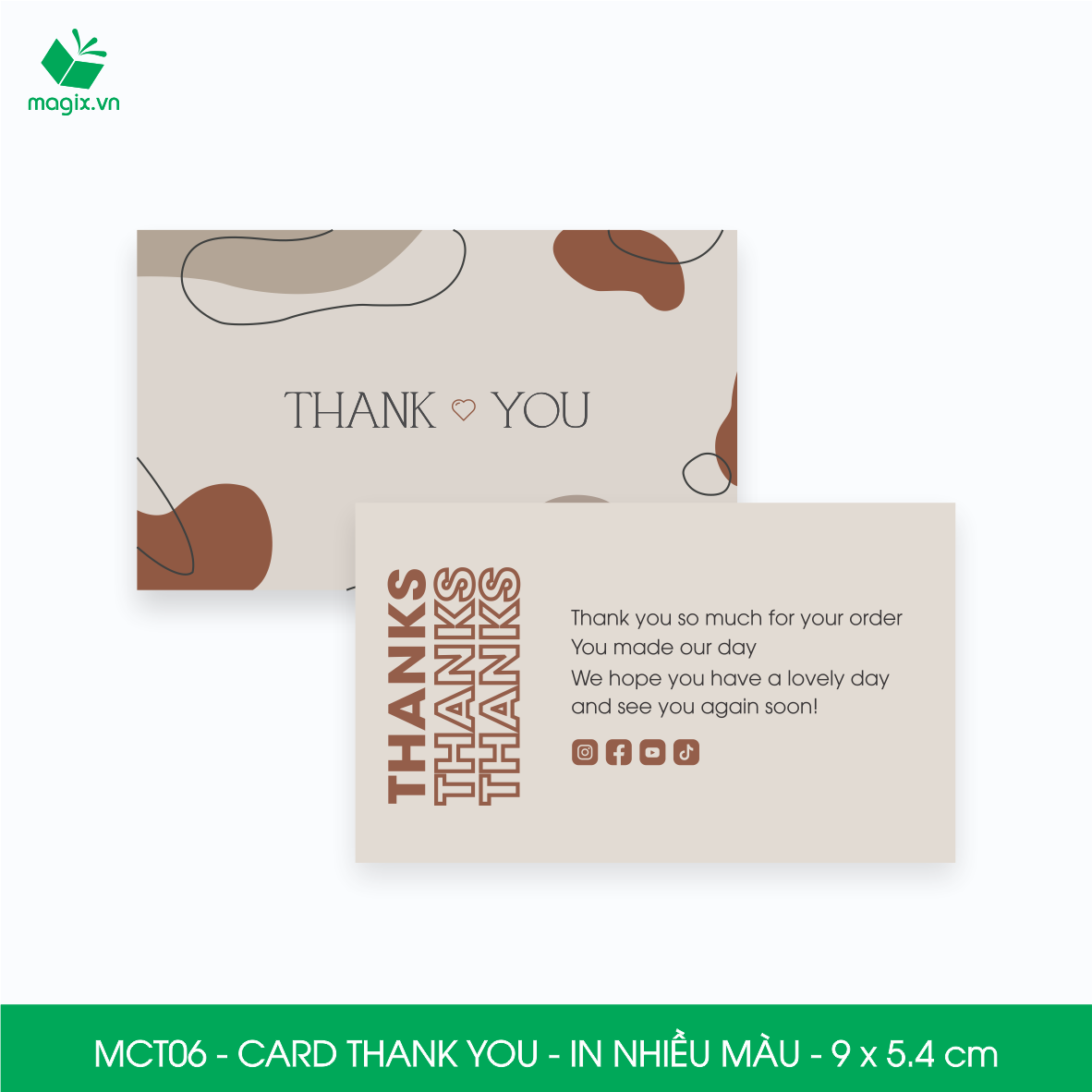 MCT06 - 9x5.4 cm - 50 Card Thank you, Thiệp cảm ơn khách hàng, card cám ơn cứng cáp sang trọng