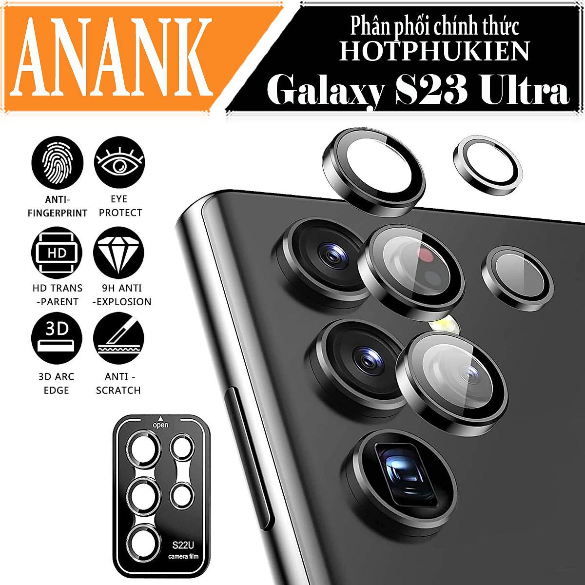 Tấm dán kính cường lực Camera cho Samsung Galaxy S23 Ultra hiệu ANANK - mặt kính AGC sắc nét với độ cứng 9H - hàng chính hãng