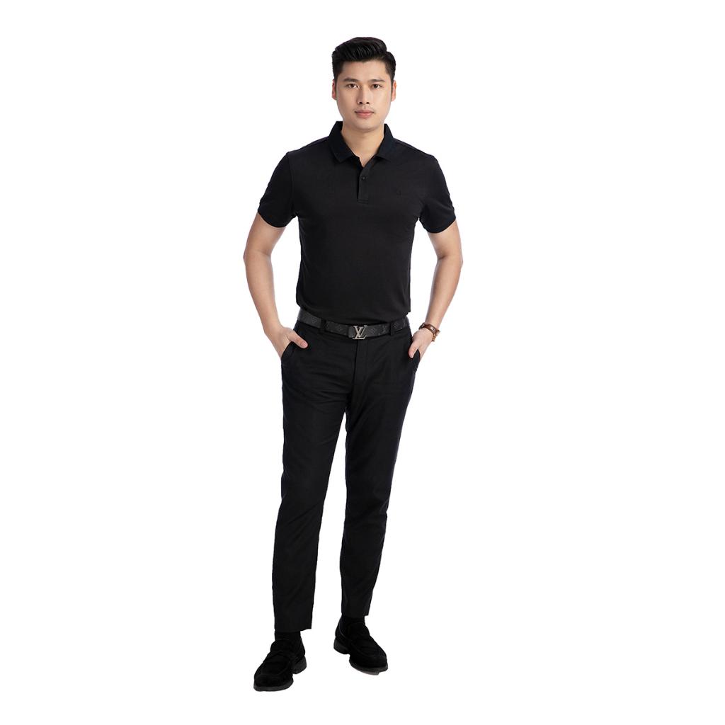 Áo nam polo màu đen dáng đẹp cá sấu Poly thể thao ngắn tay trơn cao cấp có cổ GIFASHION MPC30312