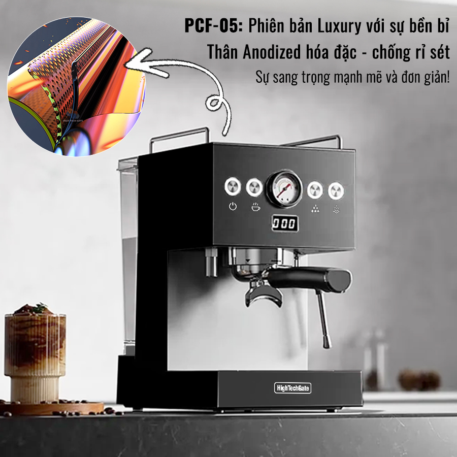 Máy Pha Cà Phê Espresso PCF05 chuyên nghiệp họng pha kim loại 58mm thương mại, tùy chỉnh cafe DIY tự động toàn diện, hàng chính hãng