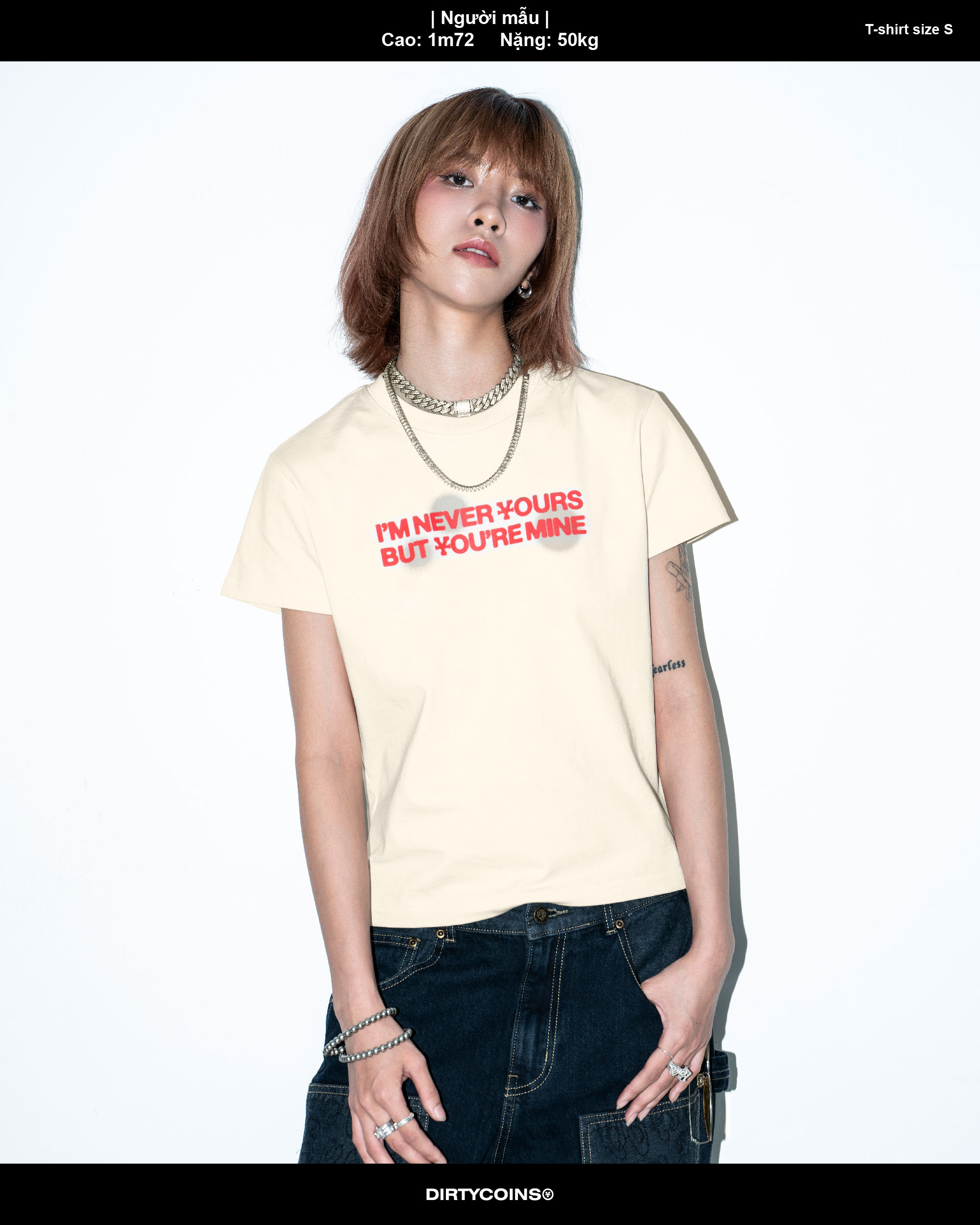 Áo Thun [Dirtycoins x B Ray] Never Yours Women T-shirt - Cream