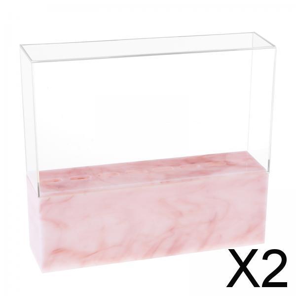 2xEyelash Grafting Tweezers Acrylic Display Stand Holder Organizer Pink