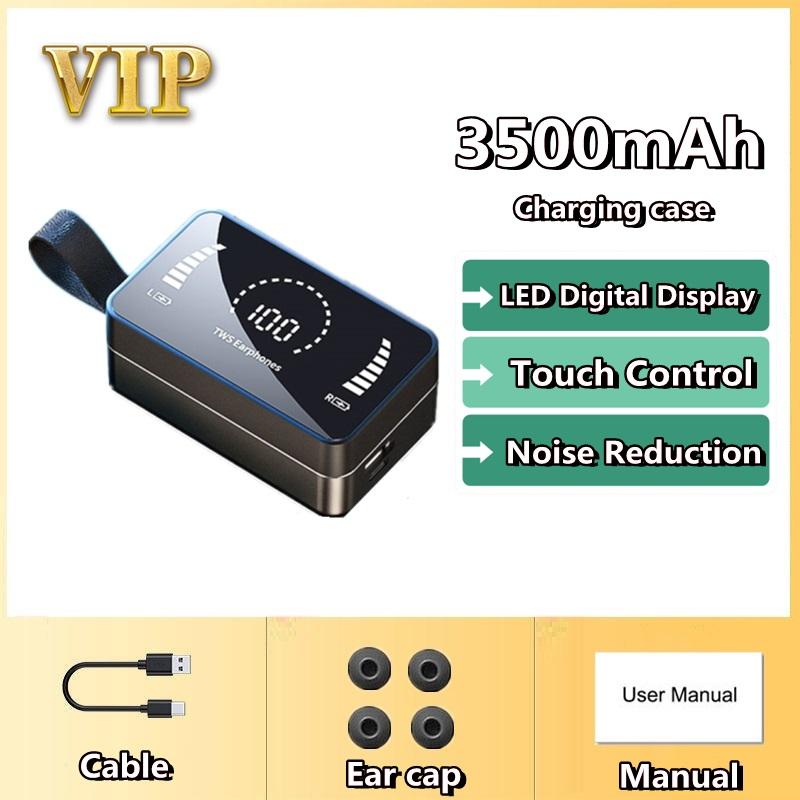 TWS Không Dây Bluetooth HD Gương Màn Hình Màn Hình Hiển Thị LED Tai Nghe Có 3500MAh Sạc Hộp 9D HIFI Stereo Tai Nghe Nhét Tai Tai Nghe