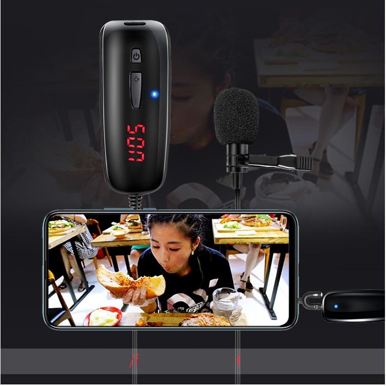 Micro cài áo không dây sóng UHF, cắm điện thoại livestream, thu âm, quay video, làm YouTube, Vlog từ xa