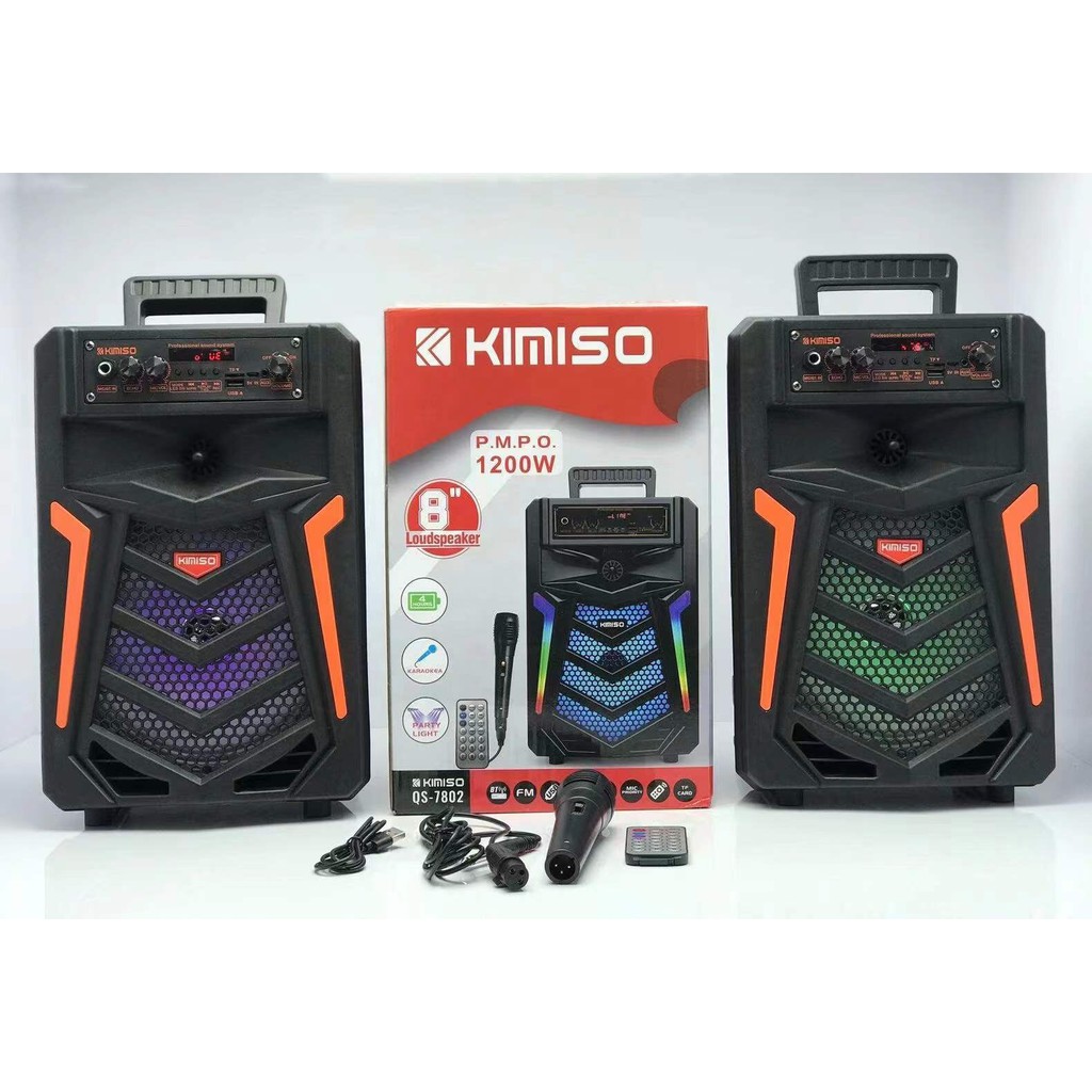 Loa Di Động Bluetooth KARAOKE KIMISO QS-7802 (Bass 8&quot;, Tặng kèm micro dây)