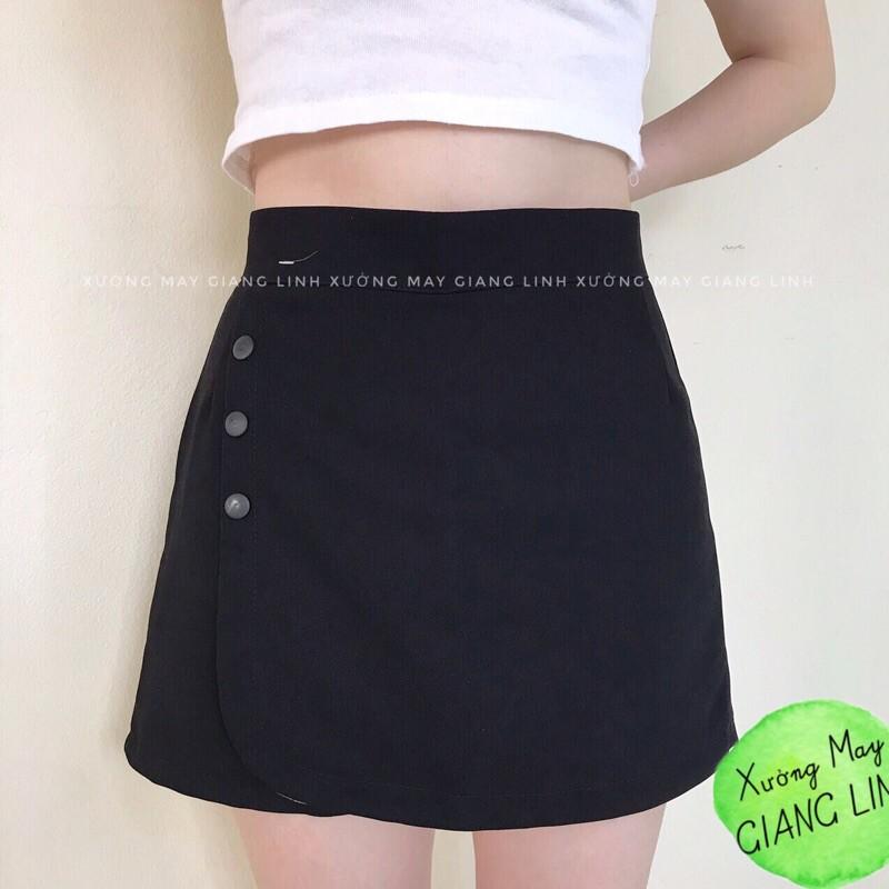 Quần Giả Váy Dáng chữ A Phối Cúc Phong Cách Trẻ Trung - Ảnh Thật️