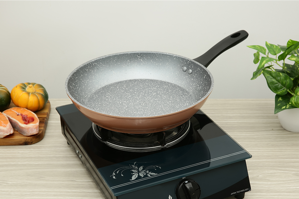 Chảo vân đá chống dính đáy từ 20 cm Greencook GCP221-20IH - Hàng Chính Hãng