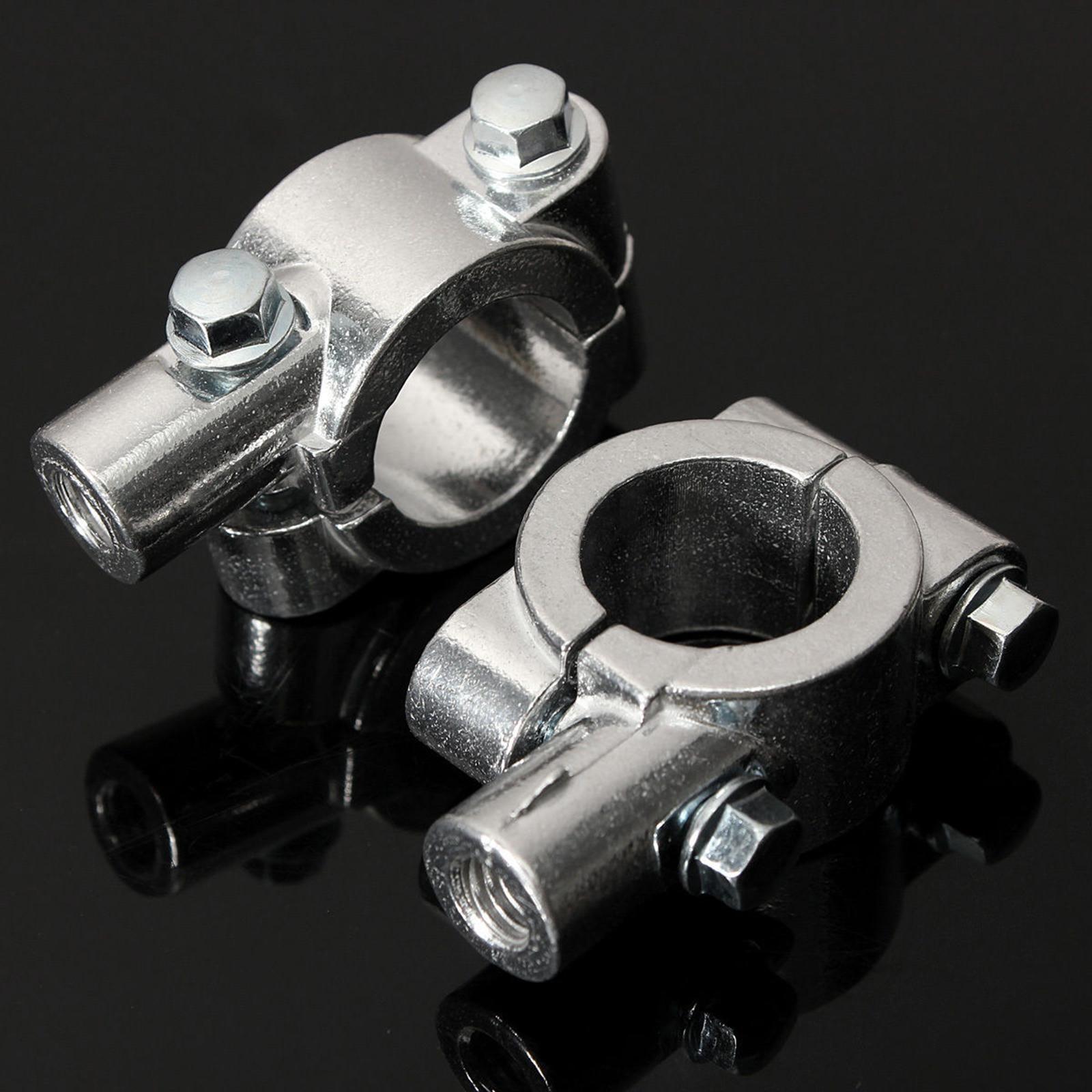 2x Mirror Mount Bracket Clamp for 7/8" Handlebar Motorcycle Chrome