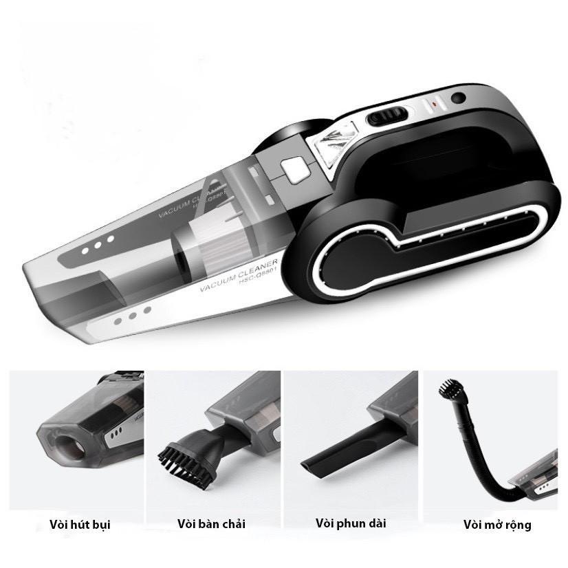 Máy Hút Bụi Kiêm Bơm Lốp Ô Tô - Máy Hút Bụi mini cầm tay 4 in1