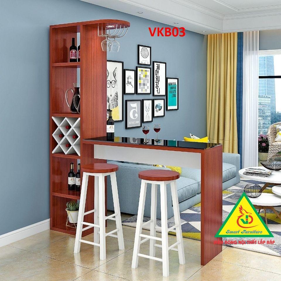 Quầy bar, quầy bar mini, quầy bar nhà bếp kết hợp tủ rượu VKB03 - Nội thất lắp ráp Viendong Adv