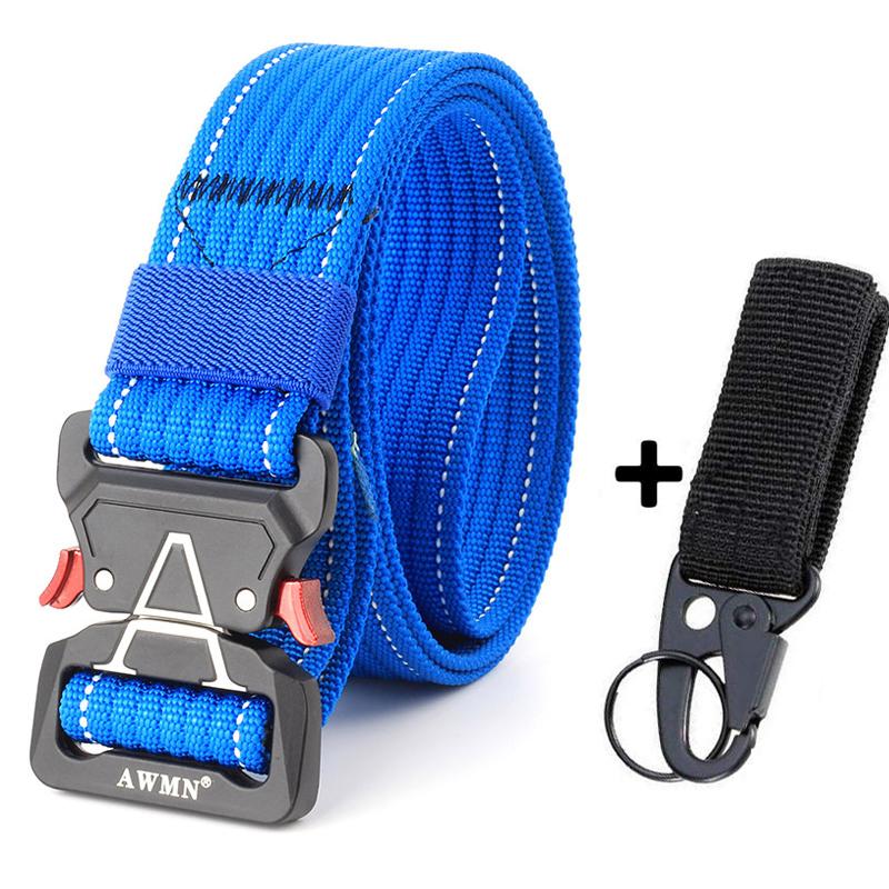 Mới Khoác Nylon Nam Dây Thắt Lưng Đen Dài Dây Đeo Thắt Lưng Nhanh Chóng Phát Hành Chiến Thuật Có Khóa Kim Loại Phụ Kiện Thể Thao