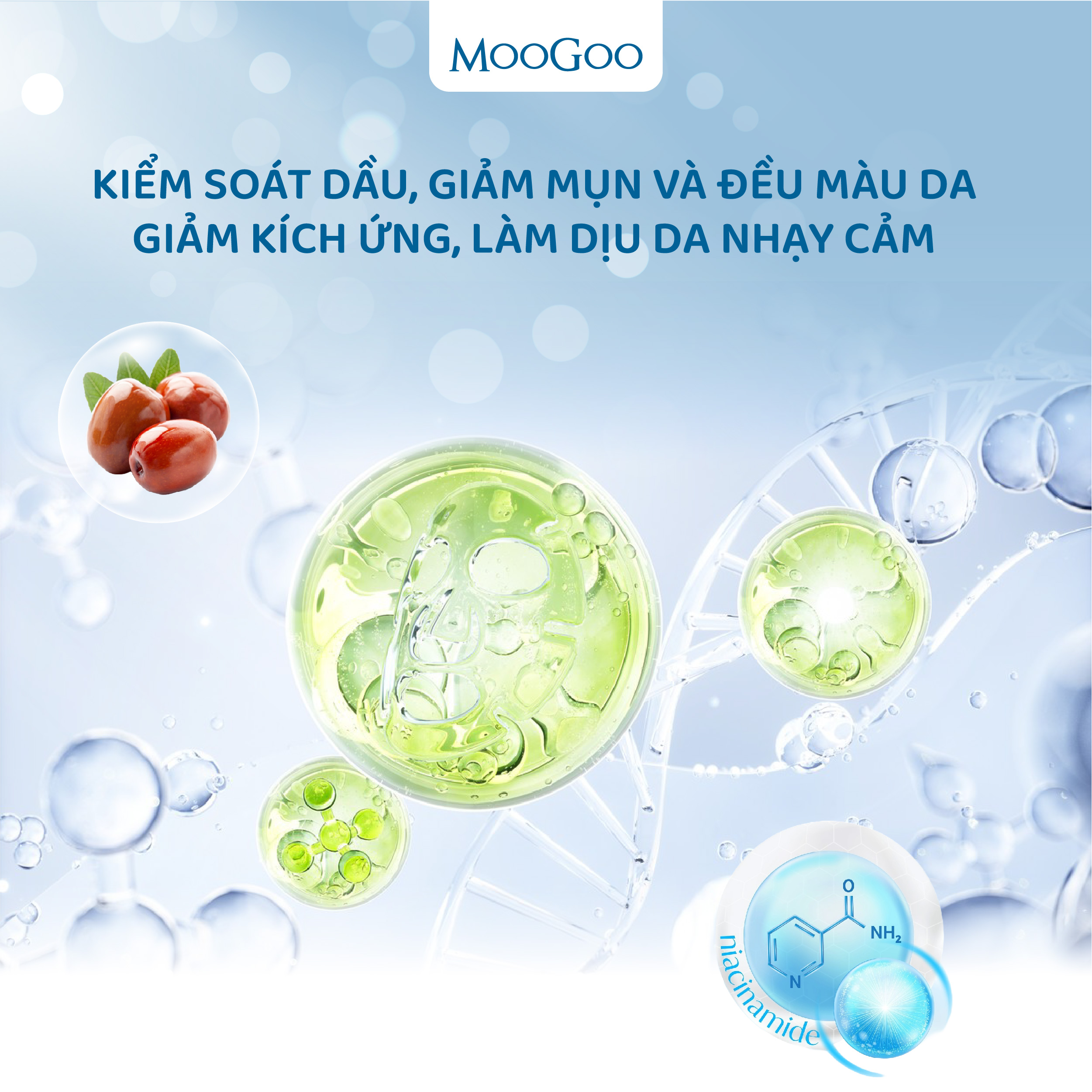 Serum Tinh Chất Cấp Ẩm &amp; Tái Tạo Da Hyaluronic Acid và Niacinamide 25ml MooGoo cho da nhạy cảm - hàng Úc