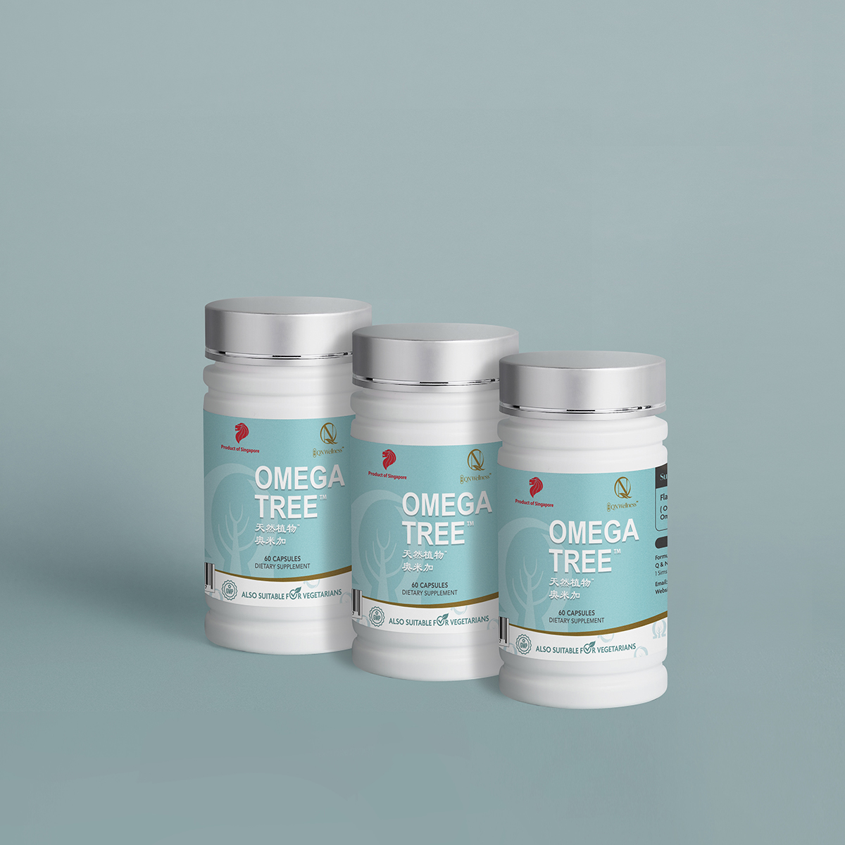 Combo Siêu Ưu Đãi Viên Uống Omega-3 Thực Vật Omega Tree QN Wellness Thuần Chay Chiết Xuất Từ Dầu Hạt Lanh, Hỗ Trợ Sức Khỏe Tim Mạch & Làn Da - Hộp 60 Viên x 3