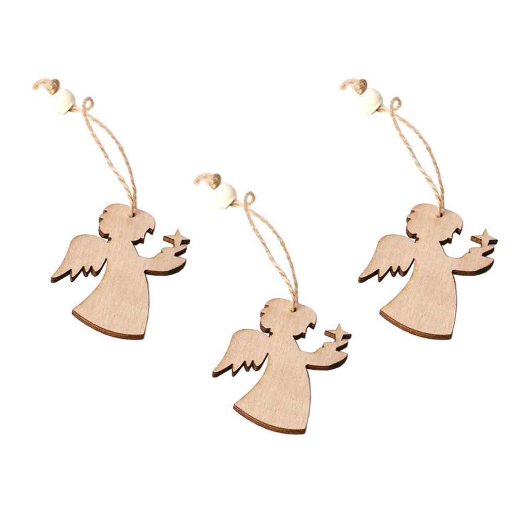 3 Pieces Unfinished Wooden Slices Wood Cutouts Pendant Xmas Decor Deer