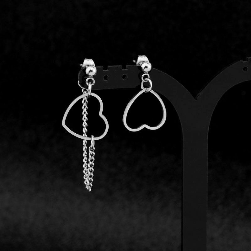 Khuyên tai bông tai trái tim bất đối xứng