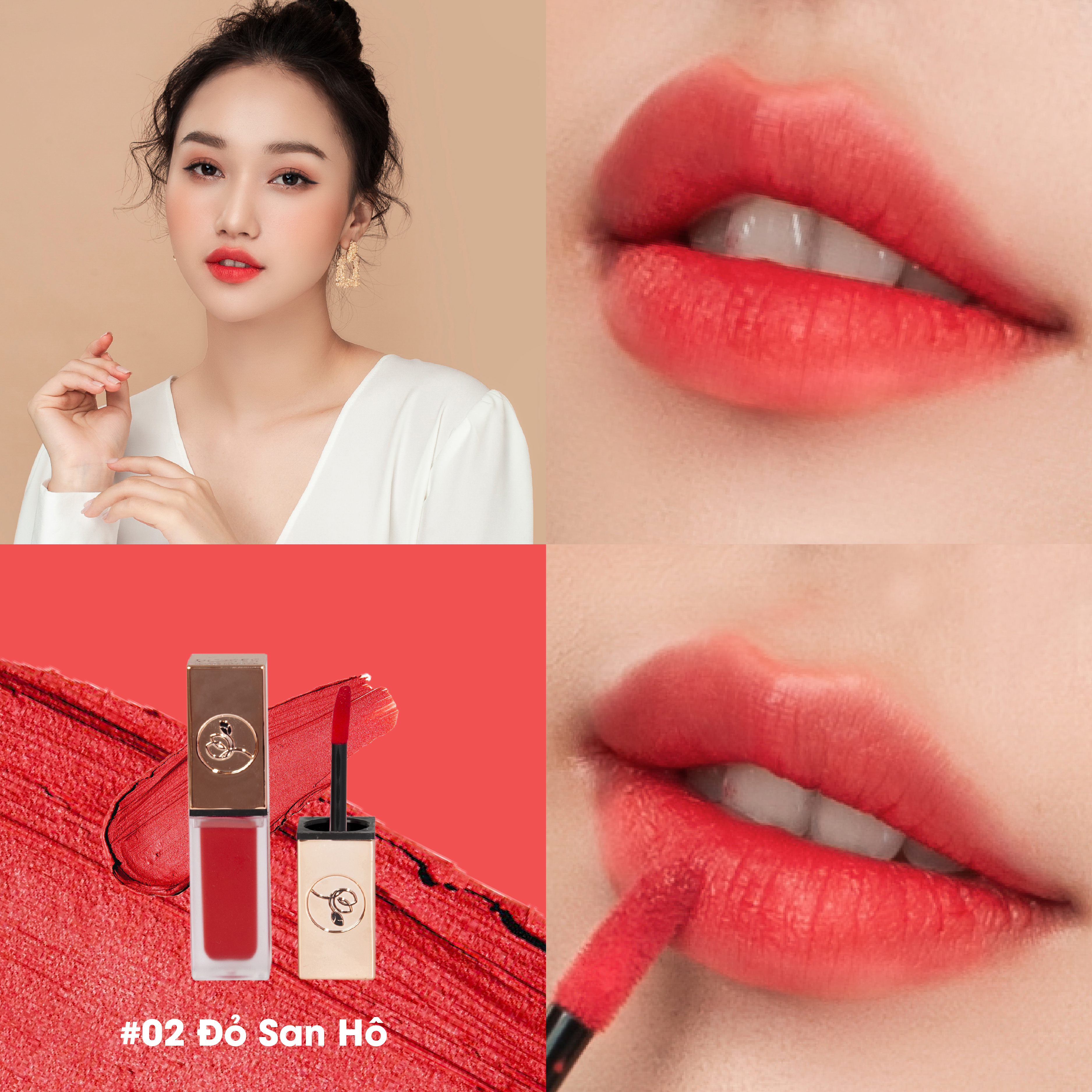 COMBO 2 SON KEM LÌ ROSES MATTE MiniGarden CAM TRÀ SỮA + ĐỎ SAN HÔ [TẶNG MÓC KHOÁ]