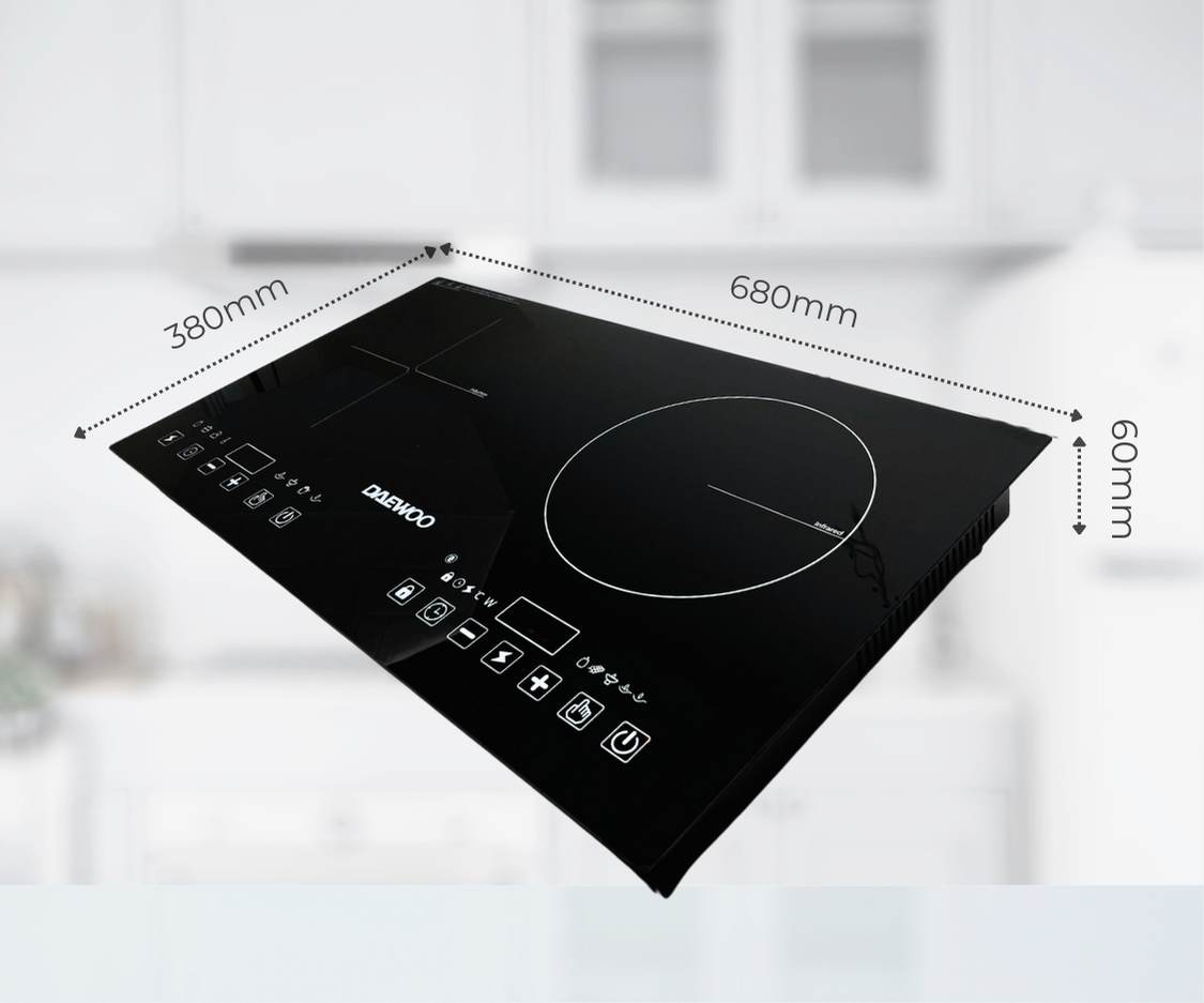 Bếp Đôi Điện Từ Hồng Ngoại Daewoo DWHB-3801C, mặt kính pha lê bóng 3800W, phù hợp mọi loại nồi - Hàng chính hãng