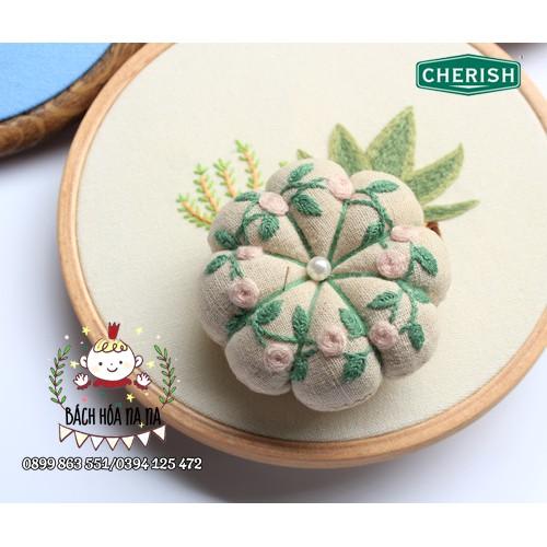 Bộ kit tự làm Gối Cắm Kim Khâu Bằng Vải Cotton Hình Quả Bí Ngô Có Dây Đeo Cổ Tay Diy tự thêu gối cắm kim- bách hóa na na