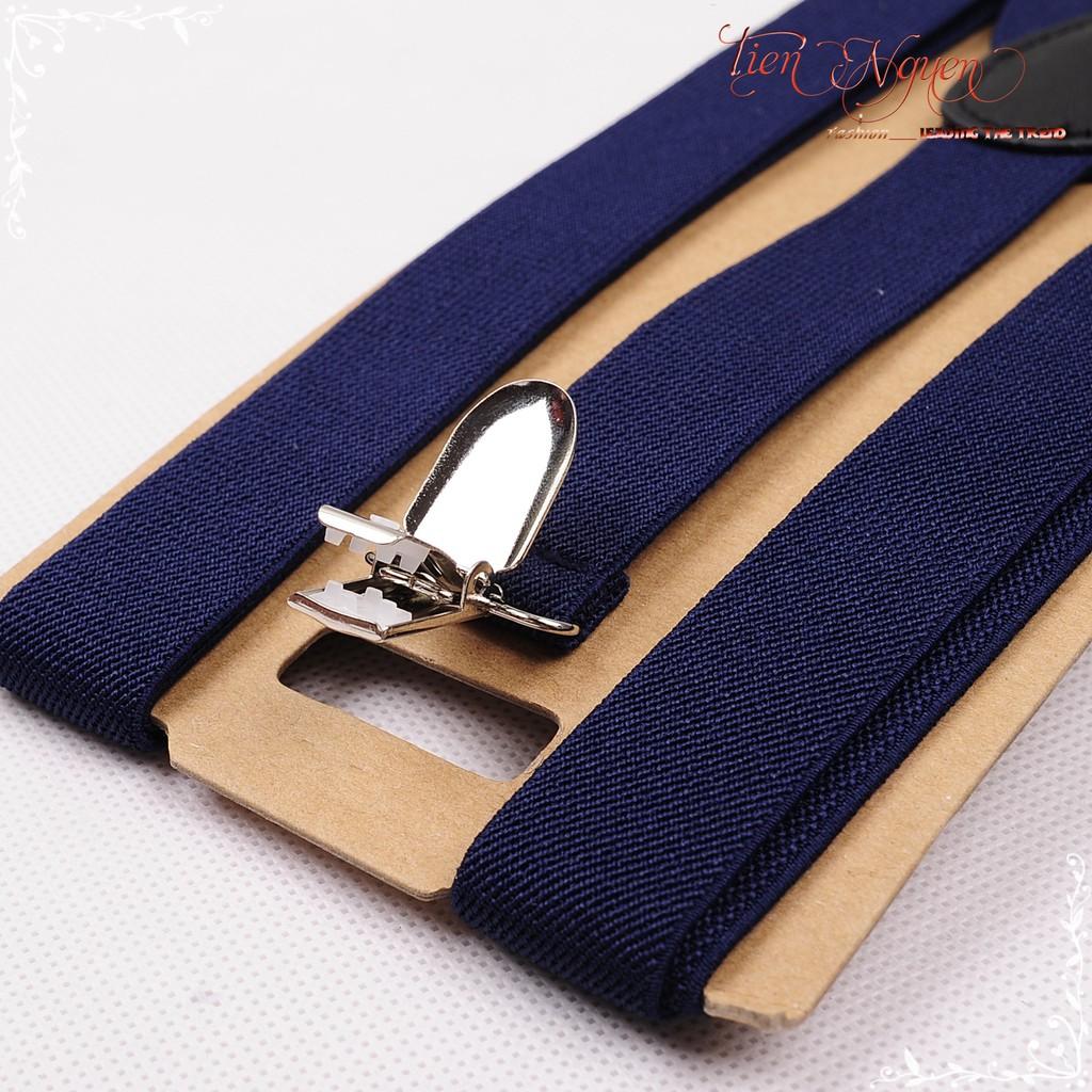 Đai đeo quần nam chữ Y bản nhỏ 2.5cm - dây yếm quần nam cao cấp Xanh đen