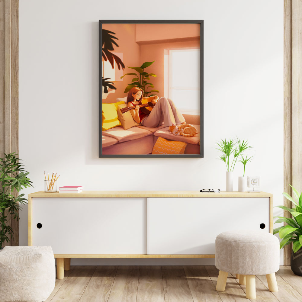 Tranh số hóa  - Bài hát của tôi đã căng khung 40x50cm 28 màu