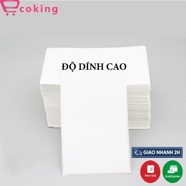 Giấy in nhiệt A6 ECOKING dcan tự dính  500 tờ 1 tệp dành cho tất cả dòng máy in nhiệt dày mịn độ  dính cao chất lượng